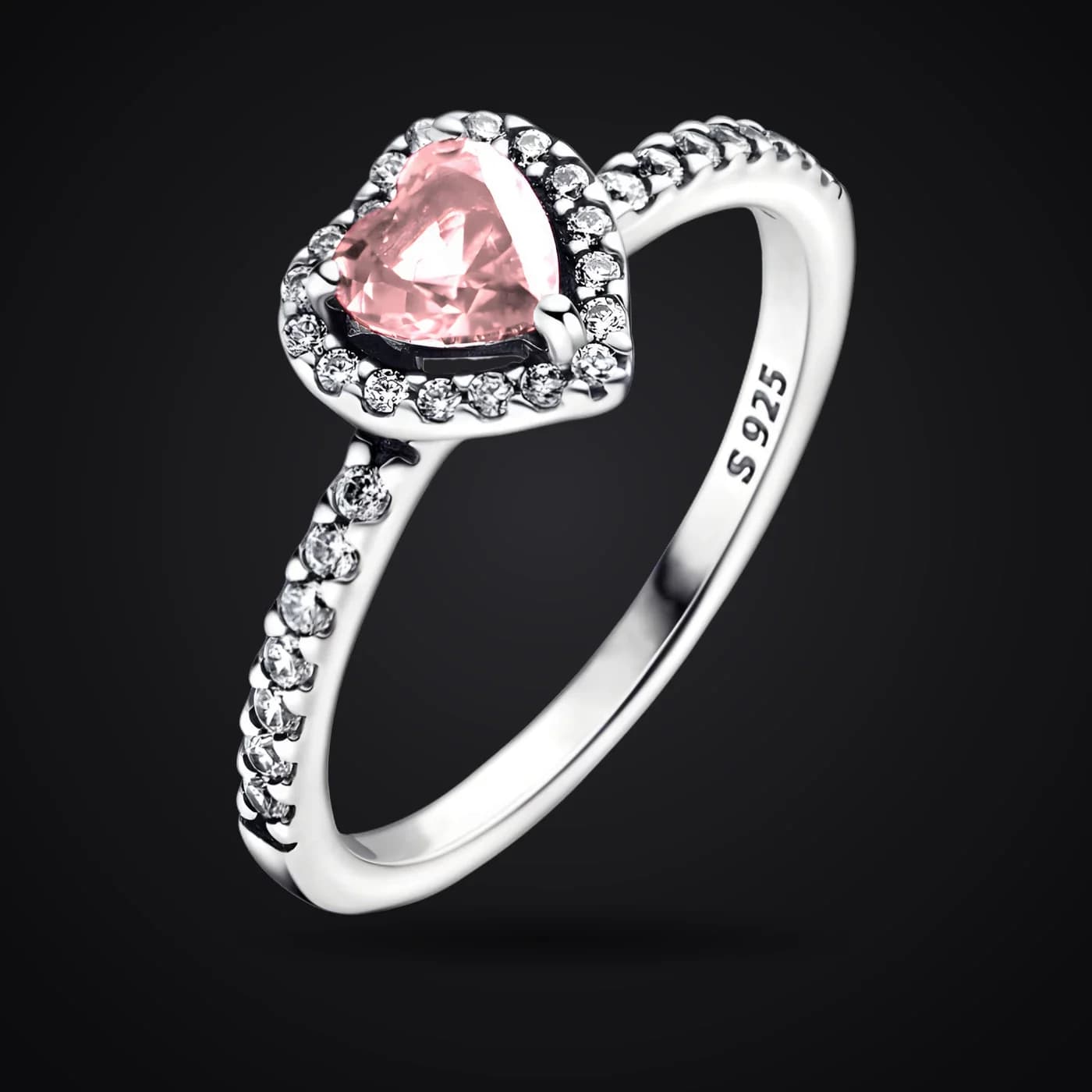 Pink Heart ring on a dark background