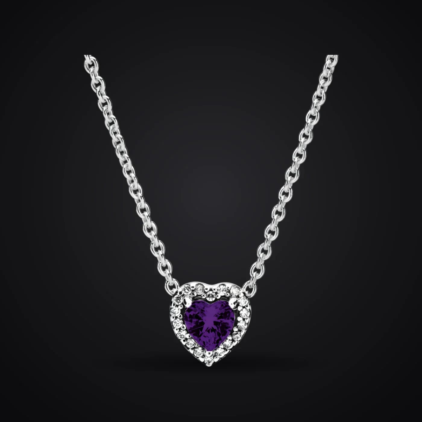 Purple Heart necklace on a dark background