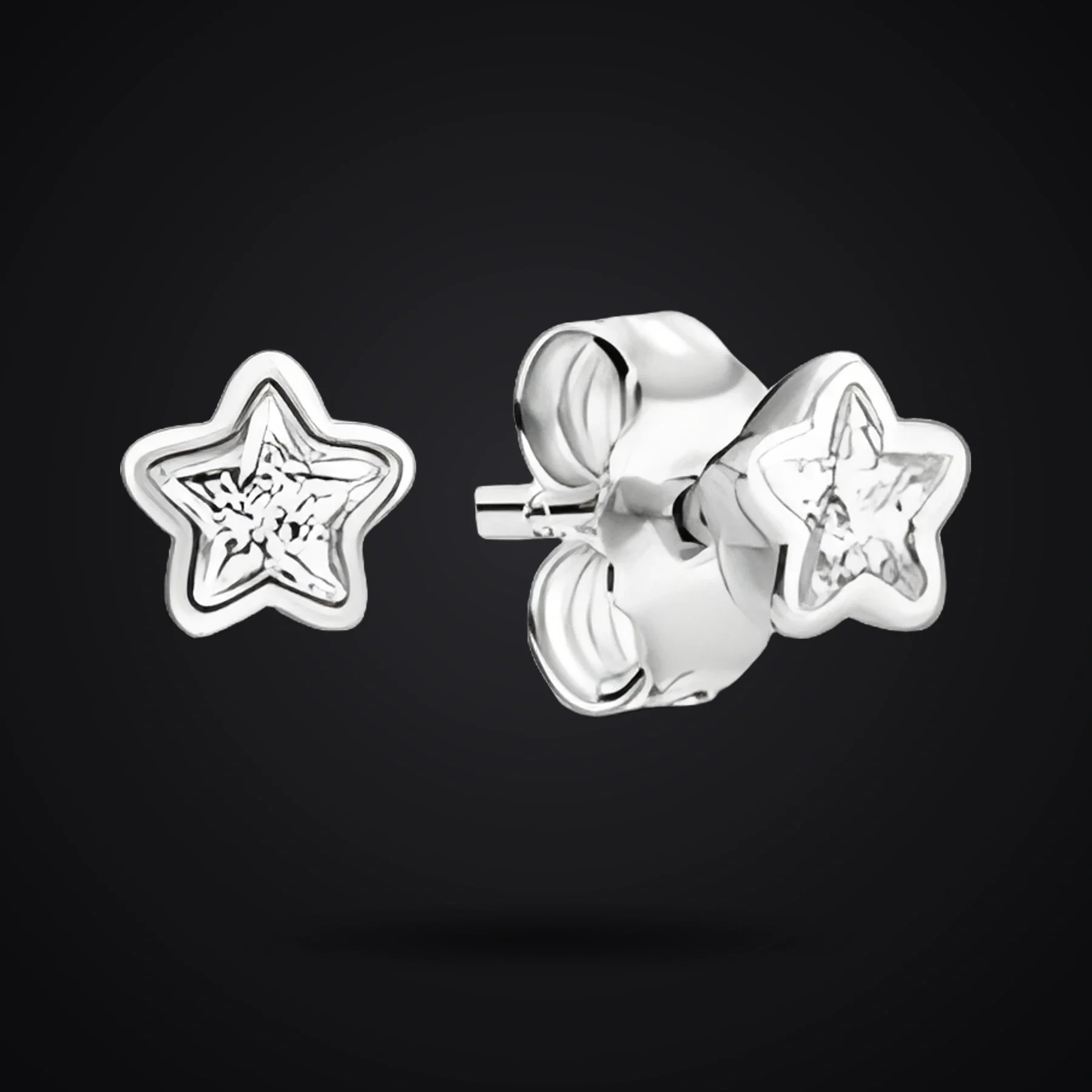 Little Stars earrings on a dark background