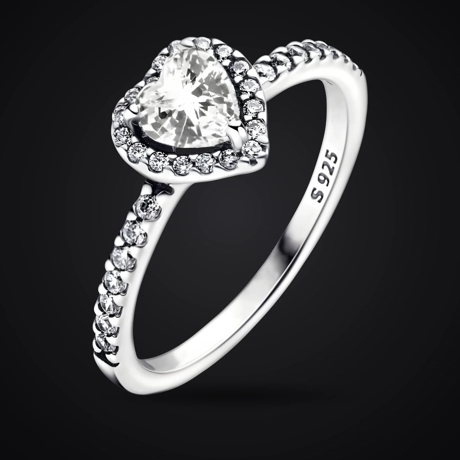 White Heart ring on a dark background