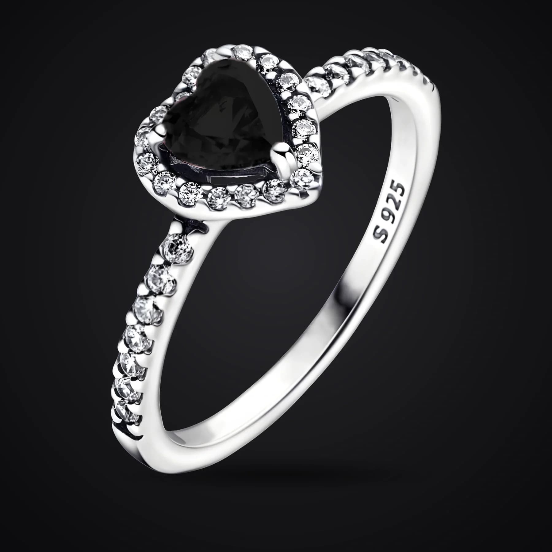 Black Heart ring on a dark background