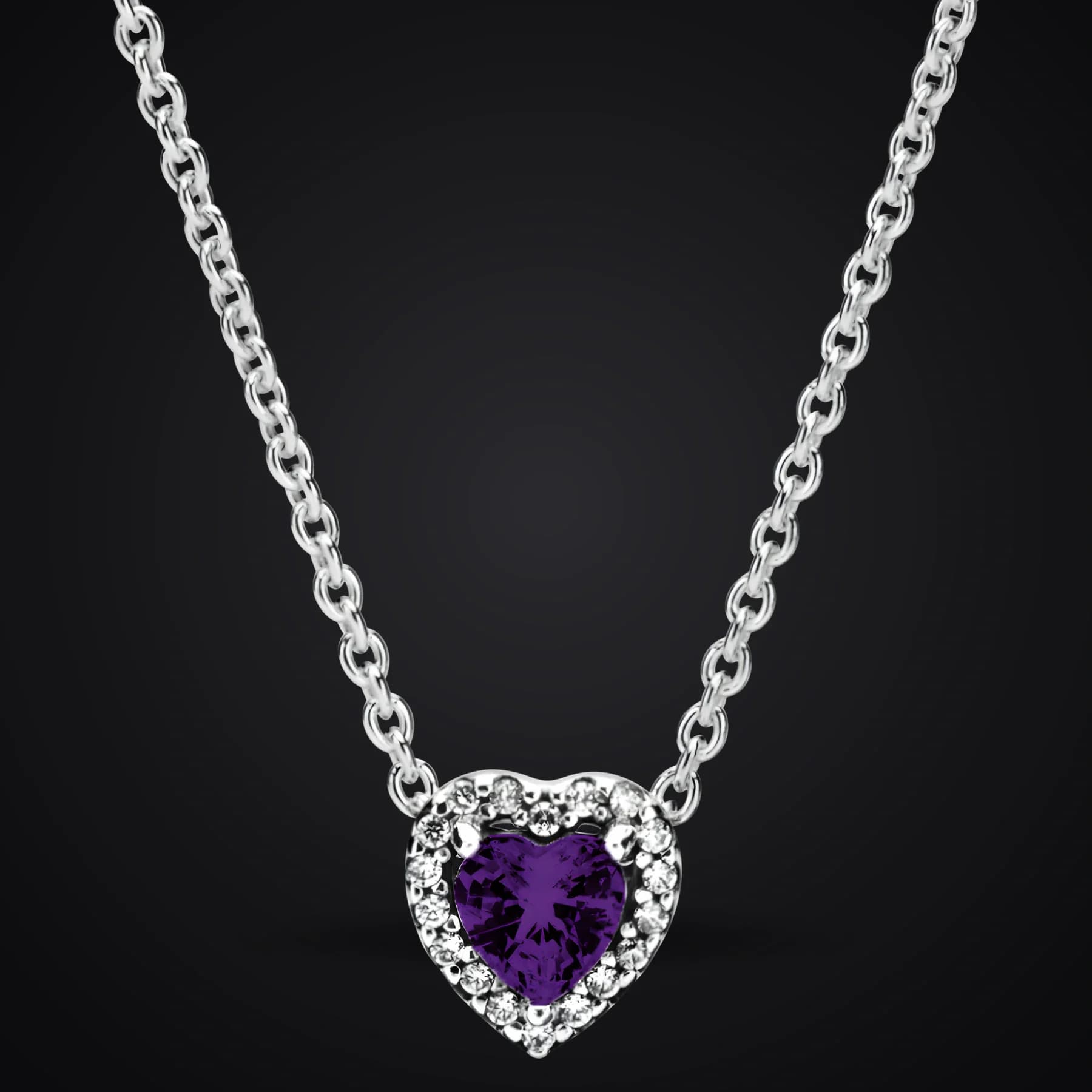 Purple Heart necklace on a dark background